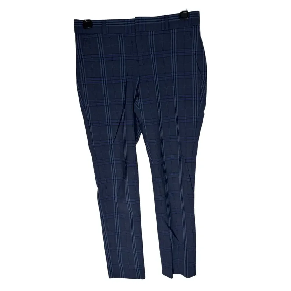 Banana Republic Ryan Slim Straight Wool Blend Pants Plaid Ankle 00P Career
